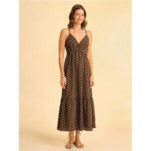 CAJUNI Elegant Polka Dot Print Sleeveless Maxi Dress, Summer